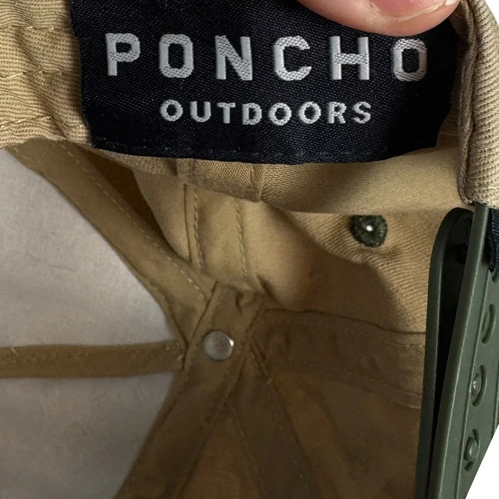 Poncho Outdoors Eagle & Trout Embroidered Tan Green‎ Baseball Cap Hat Adjustable